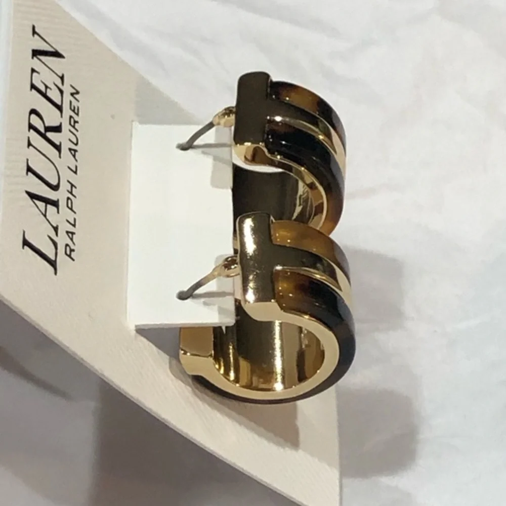 Lauren Ralph Lauren‎ tortoiseshell half moon cuff earrings brand new